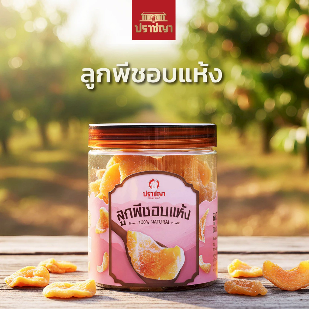 ปราชญา ลูกพีชอบแห้ง ของกินเล่นสายสุขภาพ หอมหวานธรรมชาติแท้ 100% 150 กรัม ทานได้ทุกเพศ ทุกวัย