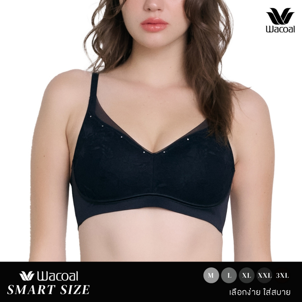 Wacoal Smart Size บราไร้โครง สอดPAD บาง 7 มิล รุ่น WB5Y04 สีดำ (BL)