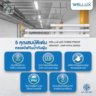 Wellux โคมกันน้ำกันฝุ่น LED IP65 18W / 36W / 54W แสงสีขาว โคมไฟกันน้ำใช้ภายนอก ตกไม่แตก