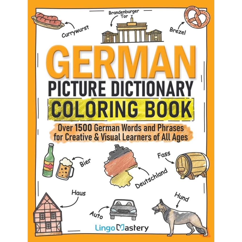 German Picture Dictionary Coloring Book
