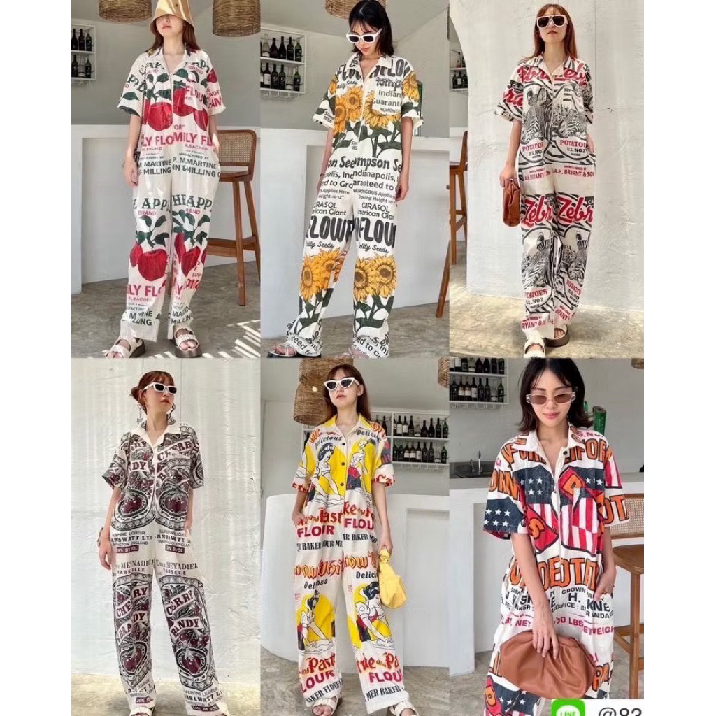 📌ทักก่อนสั่ง📌6005 jumpsuit จั๊มสูทคอปกแขนสั้น ผ้าดิบฟอกนิ่ม อก46”  MTD