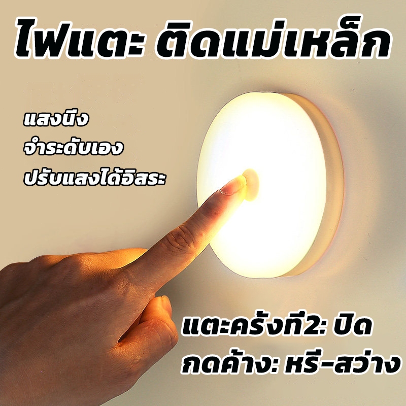 ไฟหัวเตียง LED แบบชาร์จUSB แบตอึด โคมไฟหัว ไฟติดห้องนอน ยึดผนังด้วยแม่เหล็ก