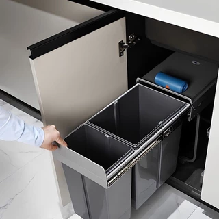 🔥ถังขยะใต้ซิงค์ ถังขยะในครัว🔥Kitchen Bin 30/40Lถังขยะลิ้นชัก มีฝาปิด ถังขยะซิ้งครัว ถังขยะ 2ถัง ชุดถังขยะพร้อมรางดึง t