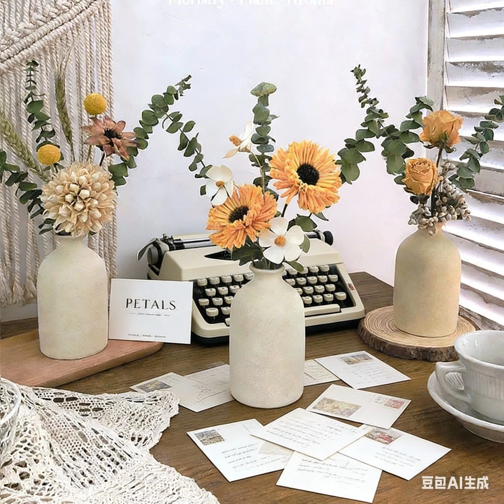 🌷ช่อดอกไม้แห้งในแจกันดอกไม้แห้งสําหรับตกแต่งห้องนั่งเล่นที่บ้านมินิมอลของขวัญเทศกาลคริสต์มาส
