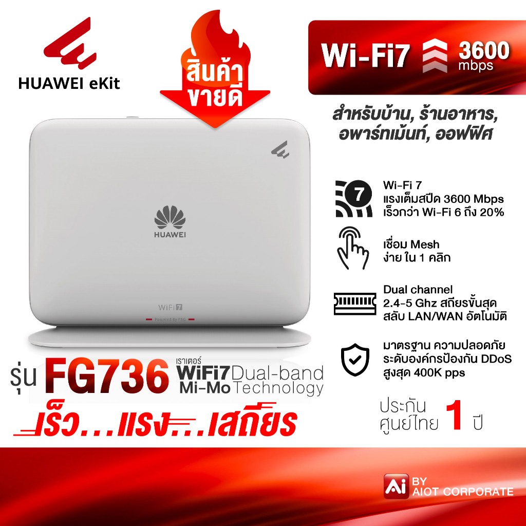 [HOT] Huawei eKit FG736 BE3600 Wireless Dual-Band mesh wifi 7 router ใช้ขยายสัญญาณ เร็ว แรง สเถียร ป