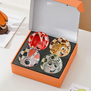 【ของแท้】ซูโตรเปีย Zootopia ชุดชามเซรามิก 4 ใบ 🦊🐰 จูดี้ นิค พร้อมกล่องของขวัญ กล่องสวย ใช้เองหรือสะสม