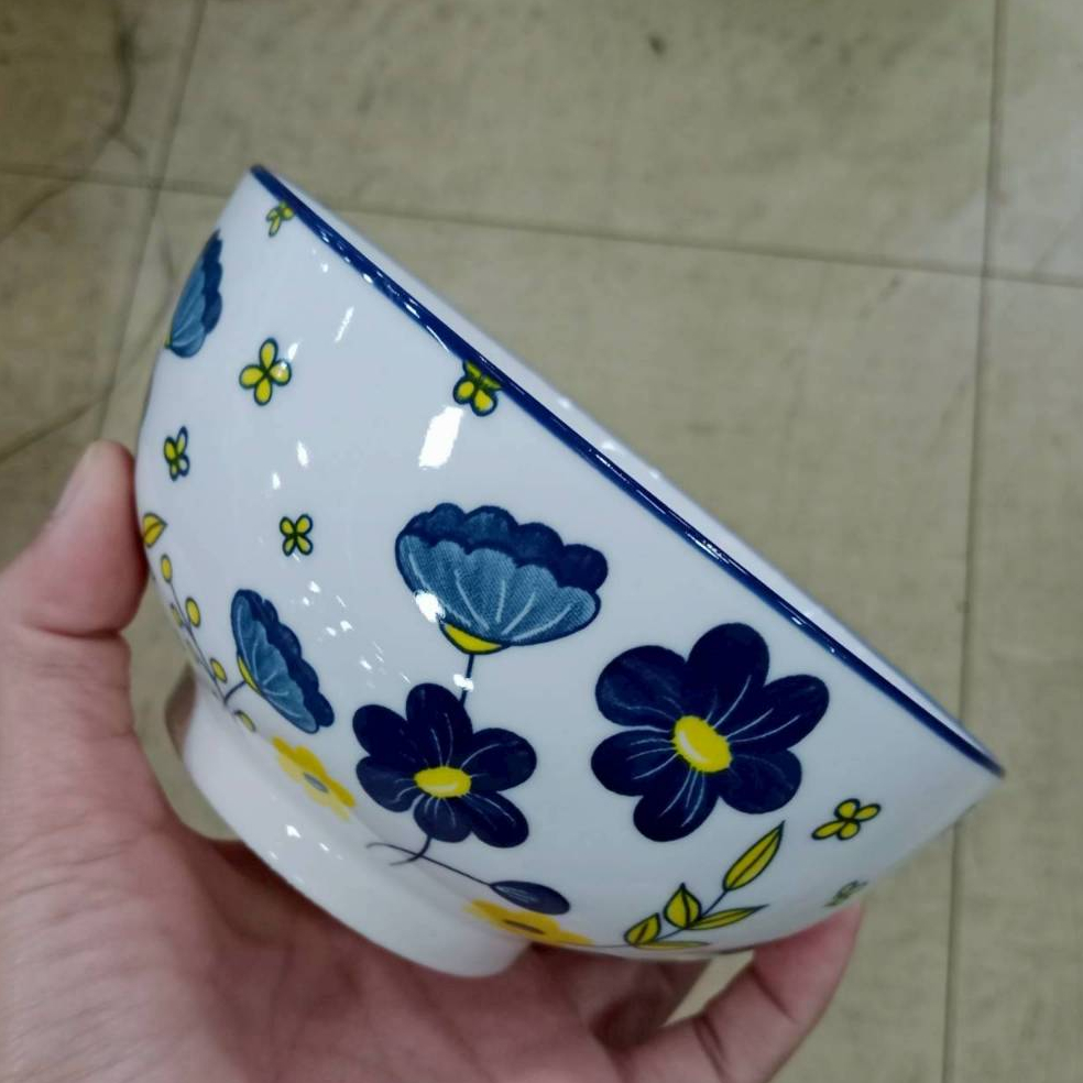 ถ้วยเซรามิก 5.5 นิ้ว ถ้วยแบ่ง ถ้วยลายดอกไม้ ทำจากเซรามิกเนื้อดี เข้าไมโครเวฟได้
