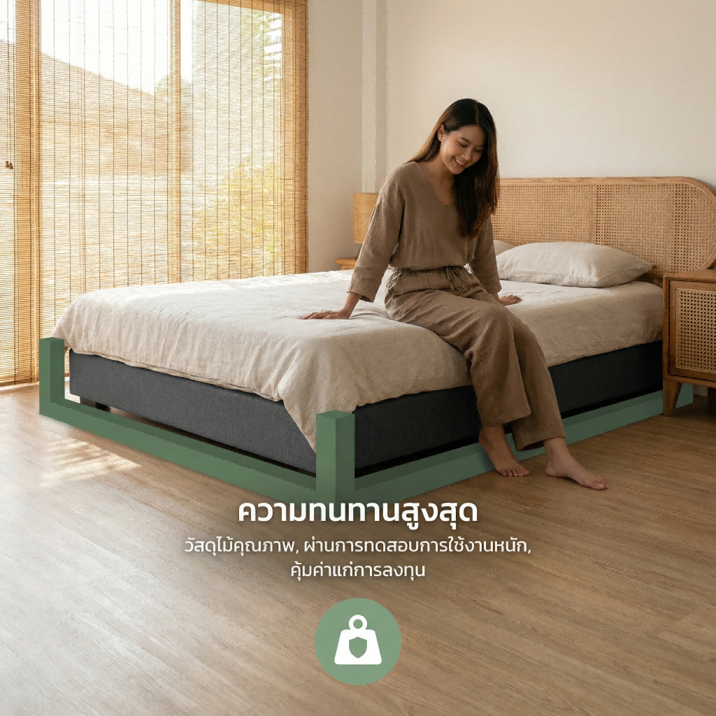 WHF เตียงนอน bed เตียงบล็อก โครงไม้เต็ง รูปที่ 7
