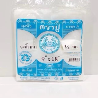 [500 กรัม] ถุงหูหิ้ว ตราปู หนาเหนียว ขนาด 6x14-15x30 บรรจุ 1 แพค