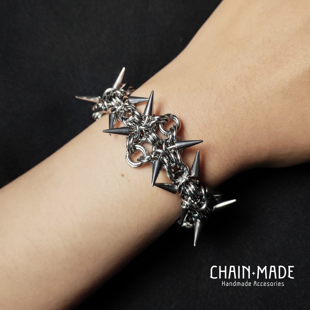 CHAIN.MADE | สร้อยข้อมือสแตนเลส แต่งหนาม | Chainmail Bracelet - Chaos Spikes I