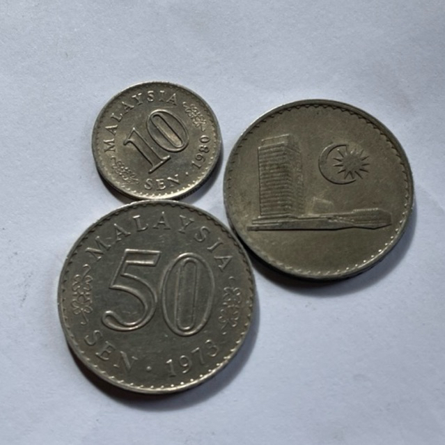 เหรียญ Malaysia 50 Sen ปี 1973 (ขาย 2 เหรียญ) รุ่นเก่า หายาก แถมเหรียญ 10 SEN
