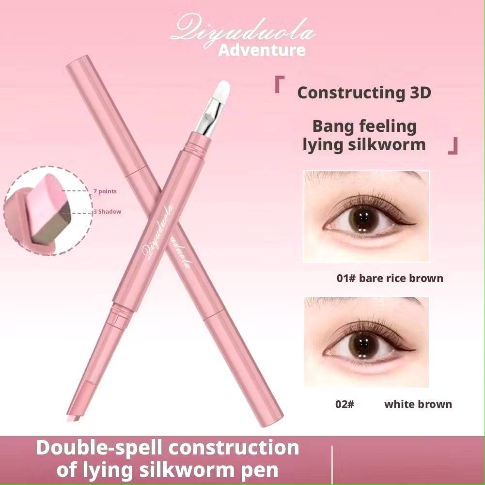 Liyuduola ปากกาดอลลี่อาย2หัว 2in1 เขียนง่ายไฮไลท์ ดวงตากลมโตสไตล์เกาหลีเป็นธรรมชาติ กันน้ำกันเหงื่อ