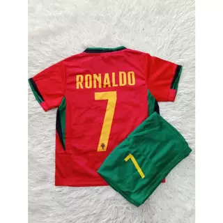 เสื้อฟุตบอลเด็ก ทีมชาติโปรตุเกสNO7ชื่อโรนัลโด้ ปี2025ใหม่ล่าสุด เสื้อ+กางเกง