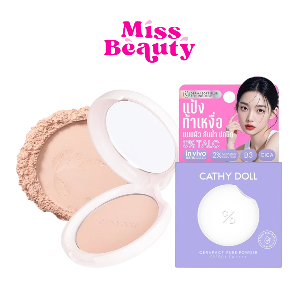 (ตลับ) Cathy Doll Cerapact Pure Powder SPF50+ PA+++ เคที่ดอลล์ เซราแพ็ค เพียว พาวเดอร์ 4.5 กรัม