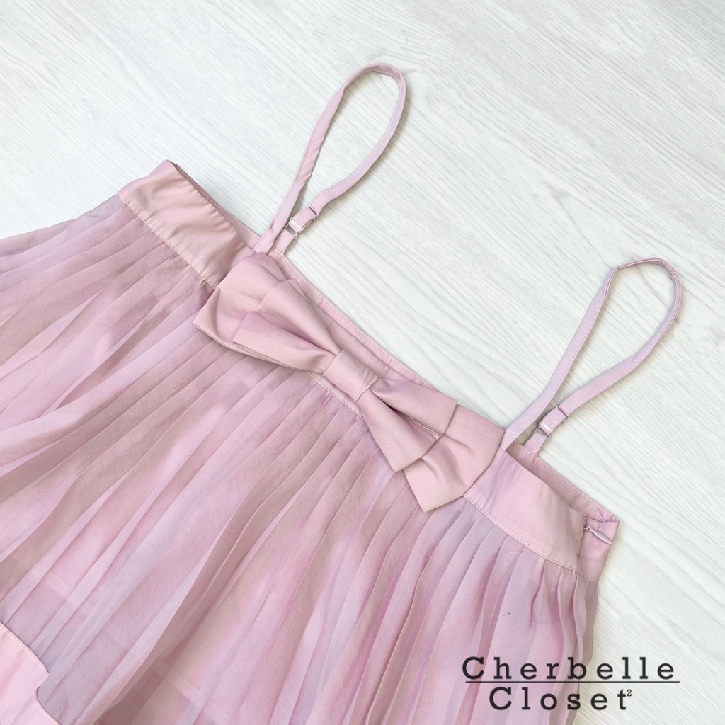 Cherbelle Closet (เช็คก่อนสัาง):Set  เสื้อสายเดี่ยวเกาะอกผ้าอัดพลีท+กระโปรงอัดพลีท(XS SML) - รูปที่ 7