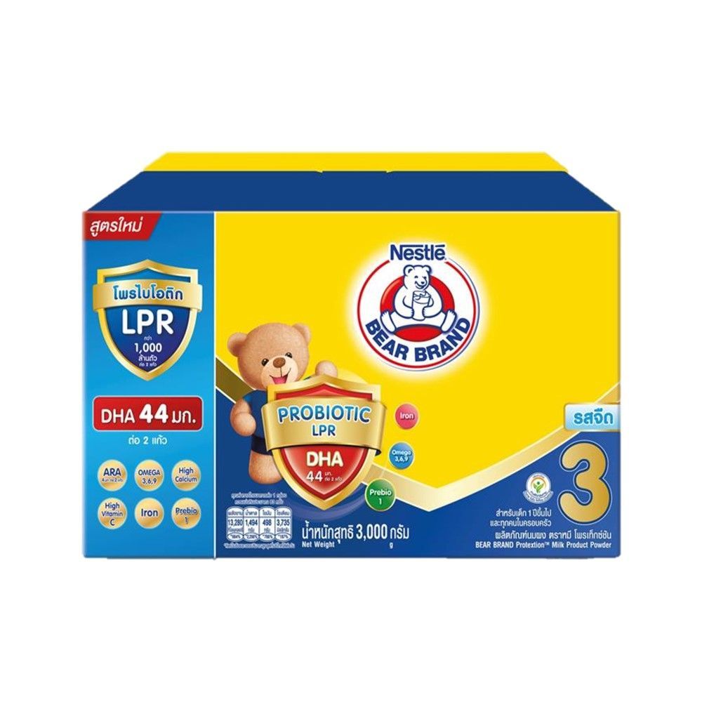 ตราหมี โพรเท็กซ์ชัน 3รสจืด,น้ำผึ้ง ขนาด 2500-3000 กรัม สำหรับเด็ก 1 ปีขึ้นไป