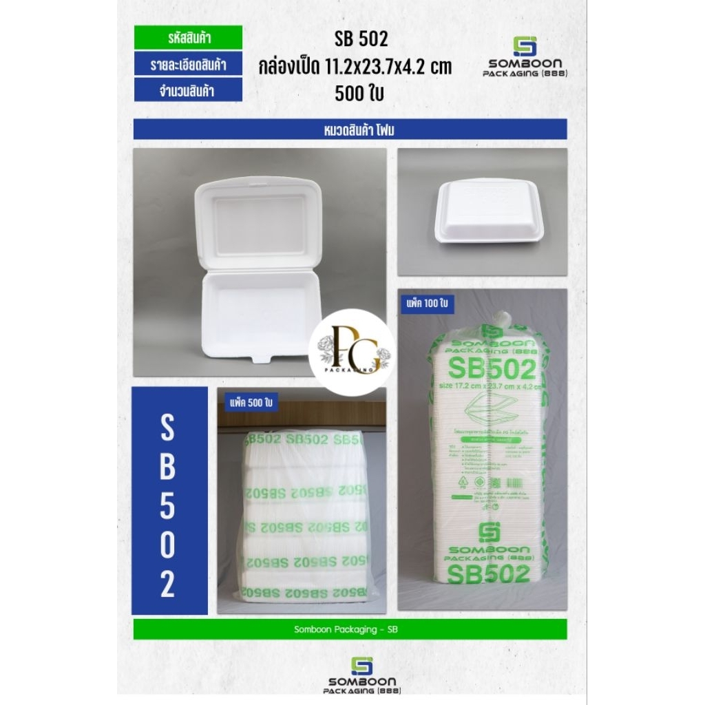 โฟมSB 502 จำนวน 500 ใบ (จำกัดการสั่งซื้อ 1 ชิ้นต่อ 1 Order เนื่องจากเป็นสินค้าขนาดใหญ่)