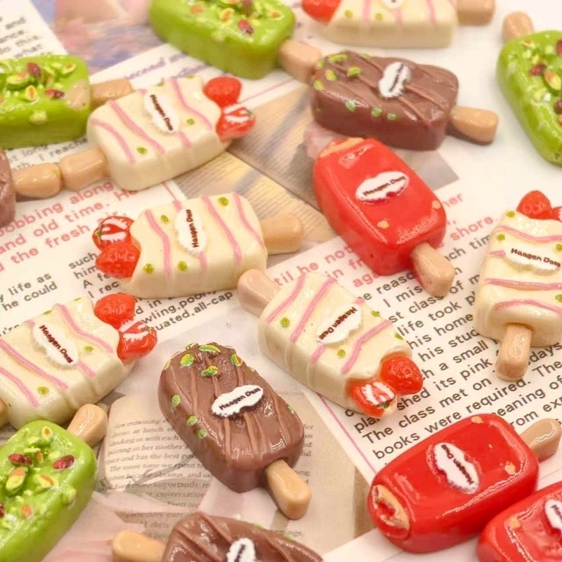 j584ไอศกรีมแท่งเรซินของจิ๋ว DIY  แพ็คละ 10 ชิ้น