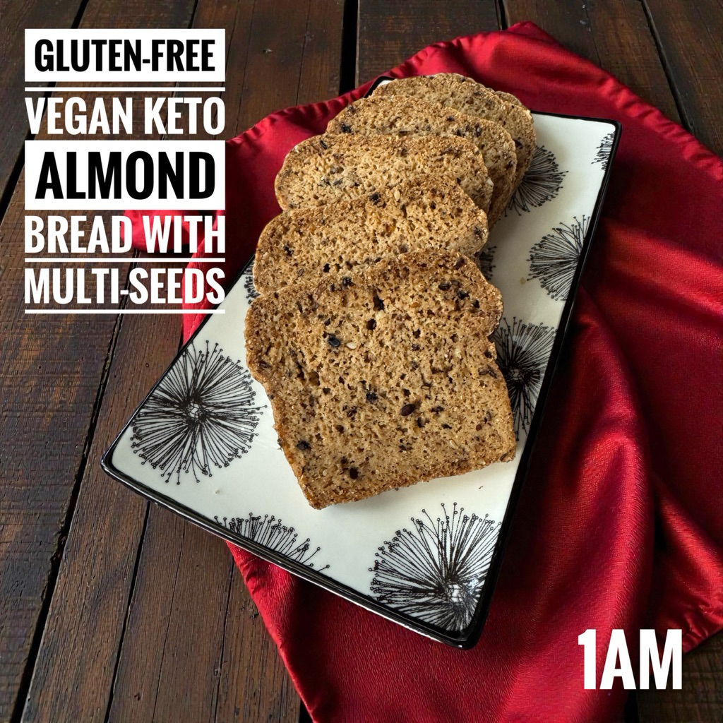 1AM Gluten-free vegan keto almond bread with multi-seeds