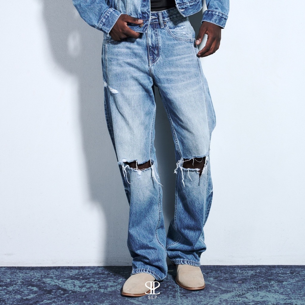 กางเกงยีนส์ SEP BOOTCUT TRACK DENIM BLUE