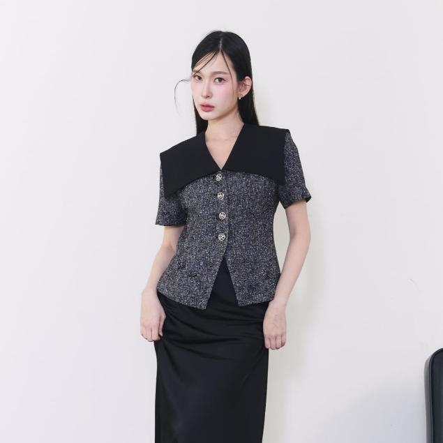 La Mignonne (XS-4XL) Twilight Muse Top งานเสื้อผ้าทวีต กระดุมหน้าดีไซน์สวยแพทเทิร์นเป๊ะ ดูสวยดูแพงแมต