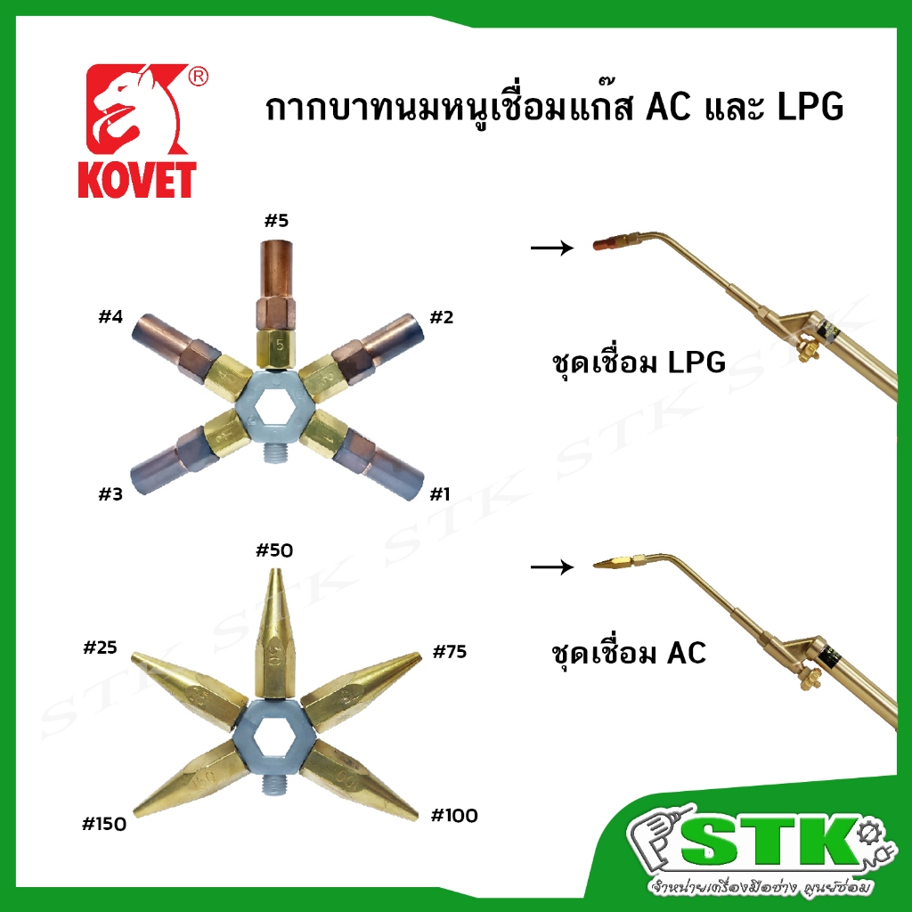 KOVET กากบาทนมหนูเชื่อมแก๊ส AC และ LPG (ชุดละ 5 ตัว) ของแท้