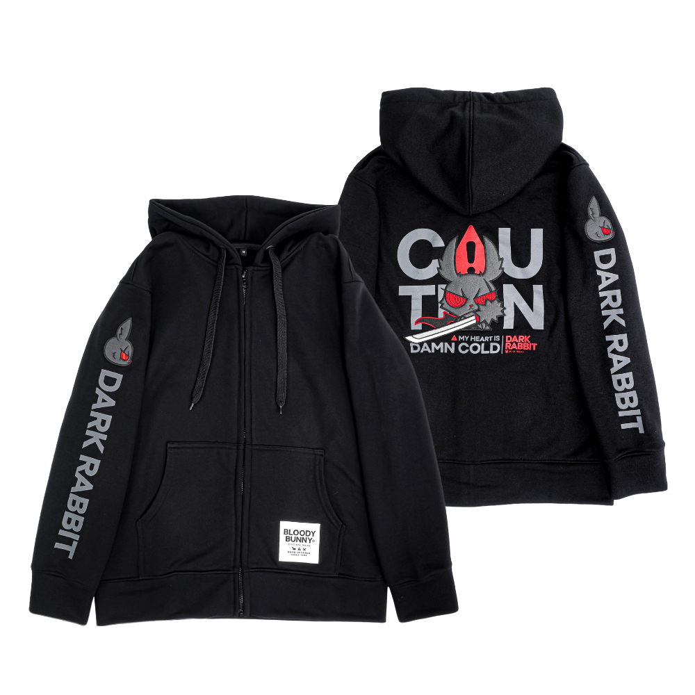 เสื้อแจ็คเก็ต DARK RABBIT (CAUTION/BLACK) HOODIE JACKET