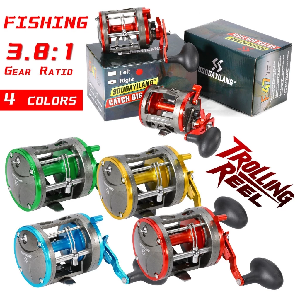 Sougayilang Trolling Reel รอกตกปลา อัตราที่ 3.8:1 สามารถสลับมือซ้าย/ขวาได้ มี 4 สีให้เลือก สำหรับตกปลาทะเลบนเรือ