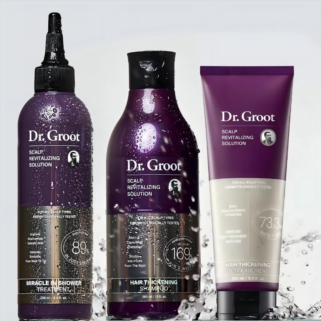 (ใหม่) Dr. Groot ชุดแชมพูและครีมนวดผม 250ml | เห็นผลเร็วใน 5 วินาที สำหรับผมร่วง ผมบาง สูตรเกาหลีเห็นผลจริง