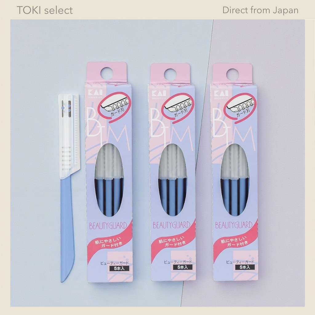 TOKI select | KAI Beauty Guard L-Type Razor | Long Handle | 5 Razors x 3 Packs