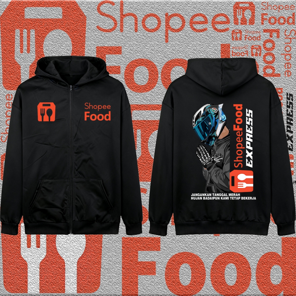 Shopee FOOD คาร์ดิแกน พร้อมหมวก，Stand up collar cardigan，coat，jacket Cool วัสดุหนานุ่ม Distro SPX Rider M-3XL
