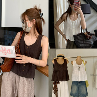 📍พร้อมส่ง📍8783 เสื้อแขนกุดคอยู กระดุมหน้าเนื้อผ้าดี งานสวย T…