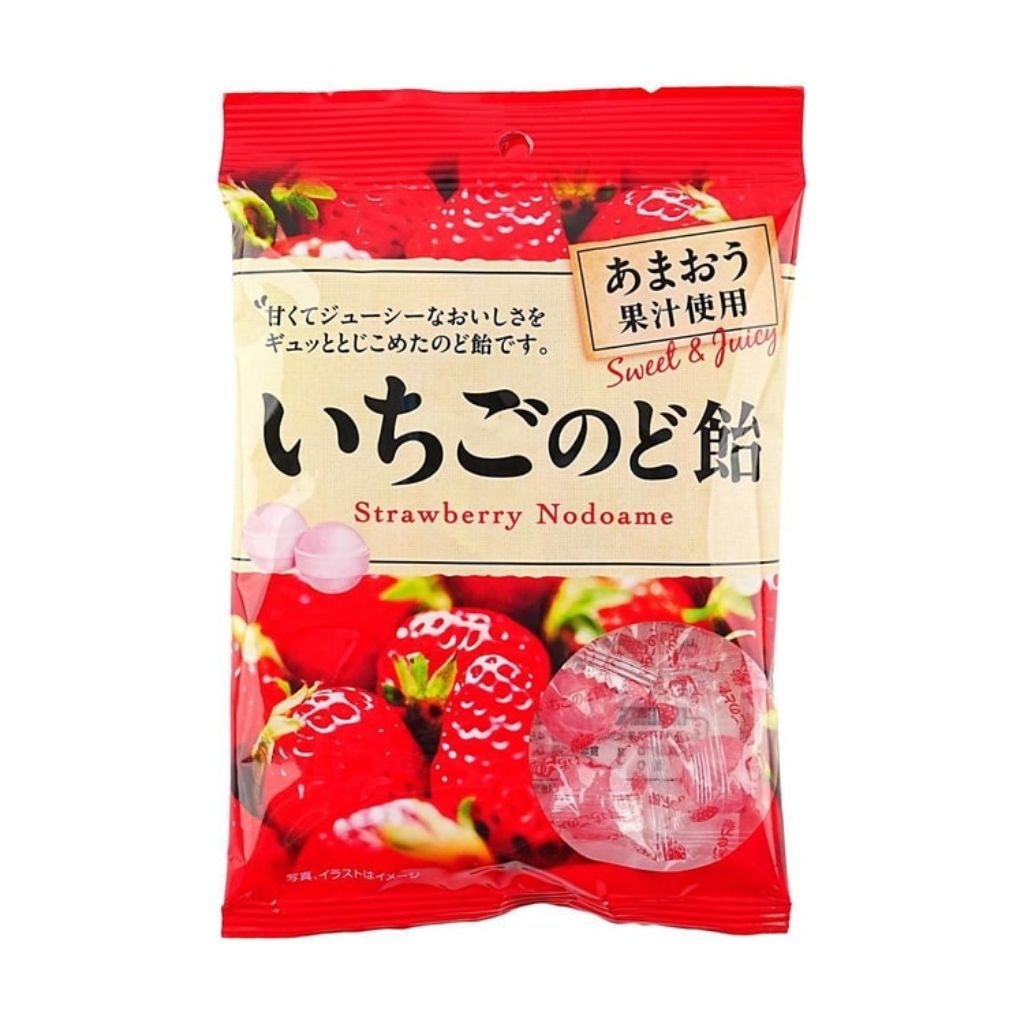 Pine Strawberry Nodoame Candy ลูกอม รสสตอเบอรี่ จากญี่ปุ่น 70g