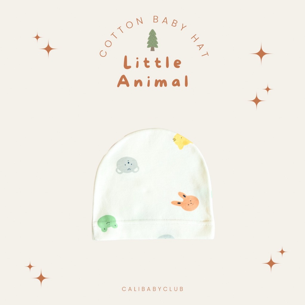 Cali หมวกเด็กอ่อน 0-6 เดือน แบบสวม ผ้าCotton 100% *ป้าย Cali baby