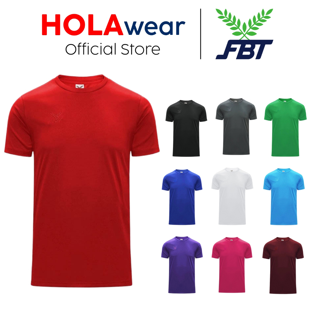 [มีส่งด่วน]  เสื้อกีฬา FBT สีล้วน 12273 ทรงสลิมฟิต ผ้าลื่น 15 สี ระบายอากาศ สวมใส่สบาย