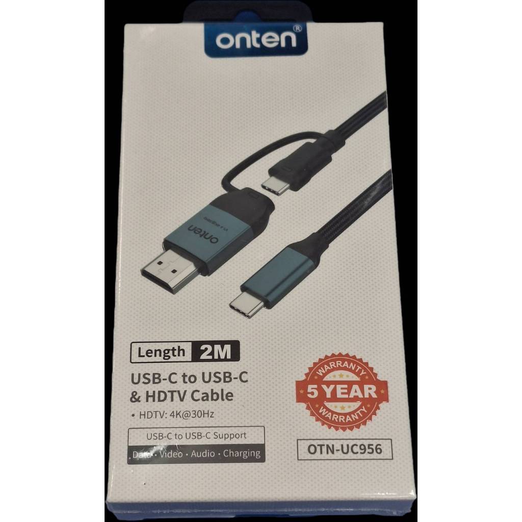 Onten OTN-UC956 Cable USB-C to USB-C & HDTV รองรับ HDTV: 4K@30Hz 2เมตร