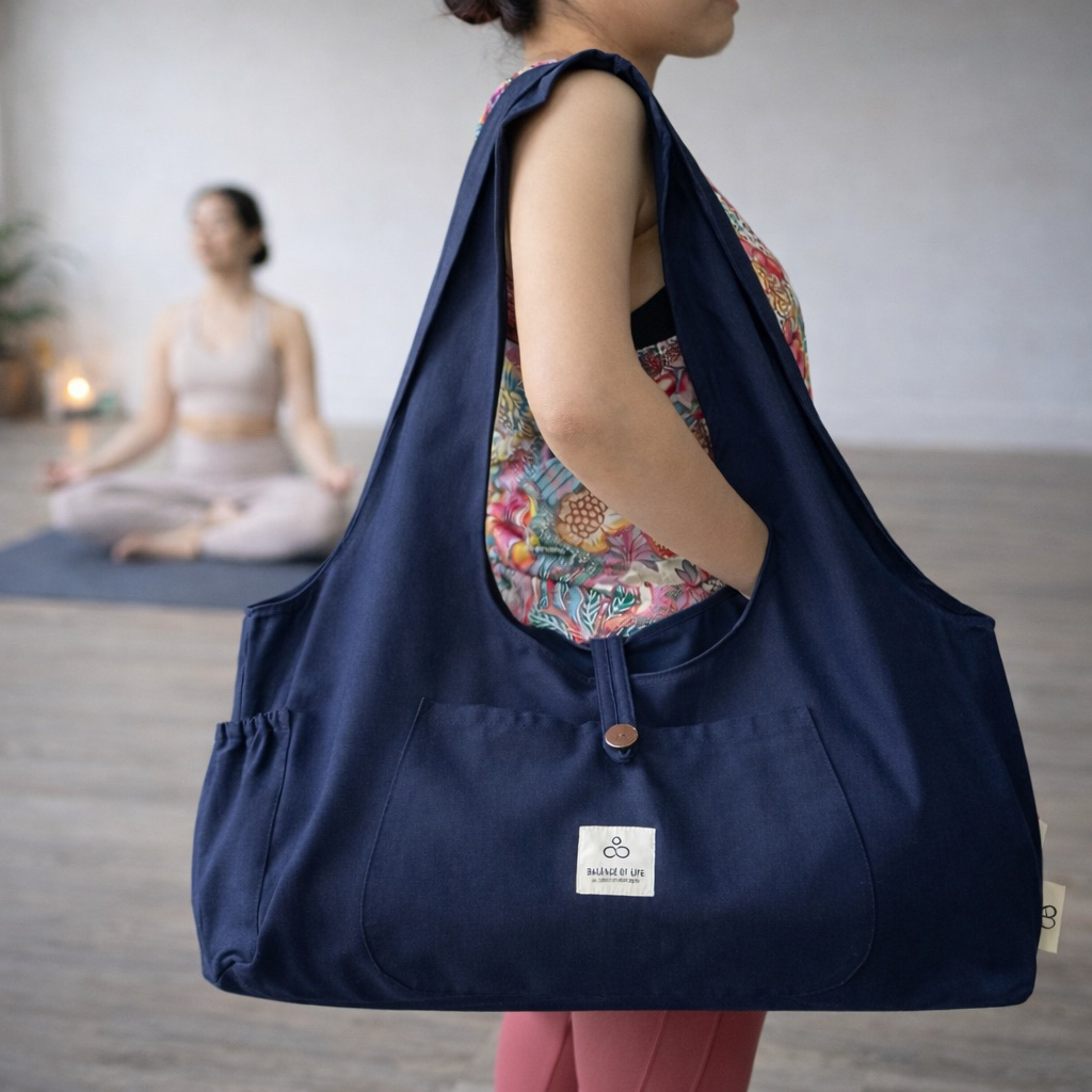 Large Yoga Bag 100% Cotton Canvas Made in Thailand Sports Bag Shoulder Bag Crossbody Bag Beach Bag กระเป๋าโยคะผ้าแคนวาส