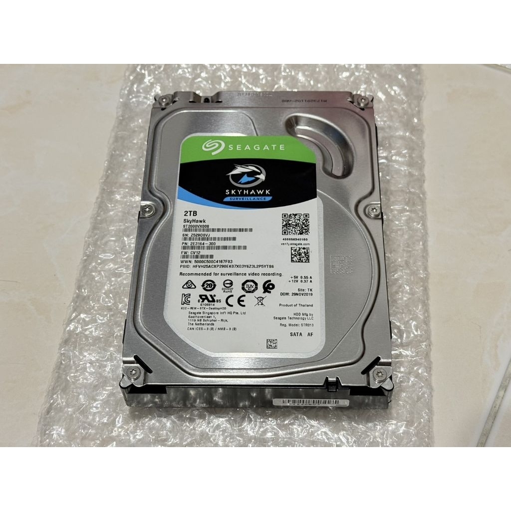 Seagate SkyHawk 2TB ฮาร์ดดิส Seagate สำหรับกล้องวงจรปิด ของแท้สภาพสวย 100%