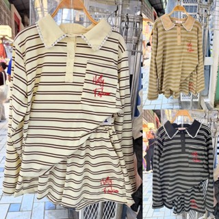 หมดไว‼️ ชุดเซ็ทแฟชั่นน่ารักผ้ายืดผ้าร่อง คอโปโล คอปก  กระเป๋…