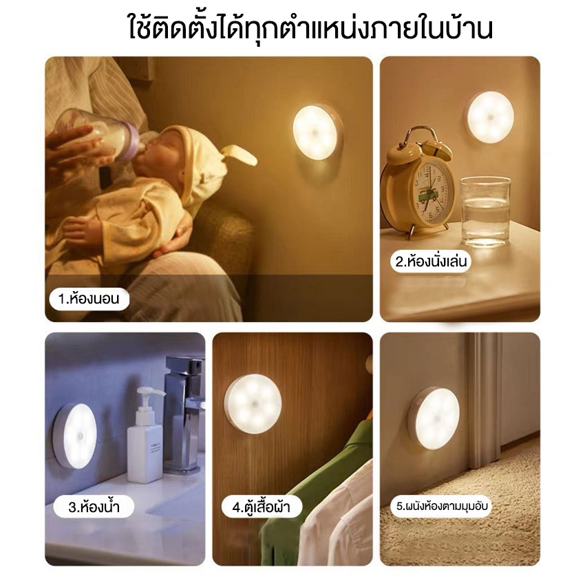 Marino Home โคมไฟหัวเตียง ไฟเซ็นเซอร์ ชาร์จผ่านusb ติดตั้งด้วยแม่เหล็ก No.Y1704 - รูปที่ 3