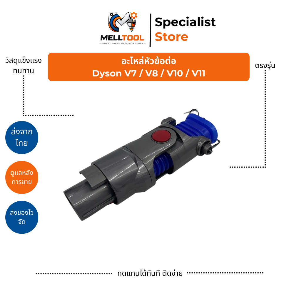 หัวเชื่อมต่อเครื่องดูดฝุ่น Dyson V12 / V10 Slim / SV18 / SV20 | อะไหล่ | ส่งจากไทย