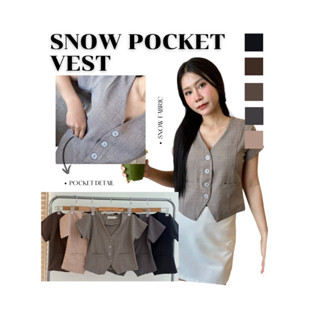 เสื้อกระเป๋าเจาะ ผ้าสโนว์(เฉพาะเสื้อ)พร้อมส่ง SIZE S-2XL