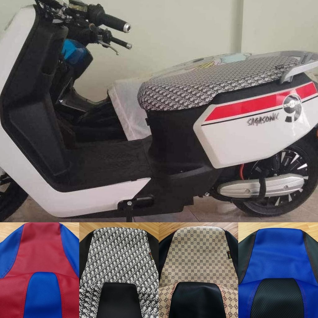 หนังหุ้มเบาะรถไฟฟ้า skg ไลอ้อน z2 สำหรับเบาะเดิมเเละเบาะปาดหนังเรดเดอร์ดำตัดลายแฟชั่นไม่ใช่ยางยืดใช้