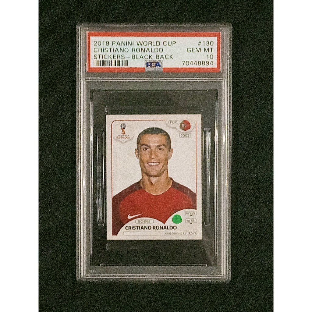 2018 Panini World Cup Sticker #130 Cristiano Ronaldo Black Back PSA 10