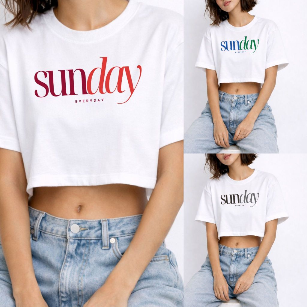 Sunday Outfits | Crop Top | SUNDAY EVERYDAY  | ลายออกแบบเฉพาะของทางแบนด์  | S-XL
