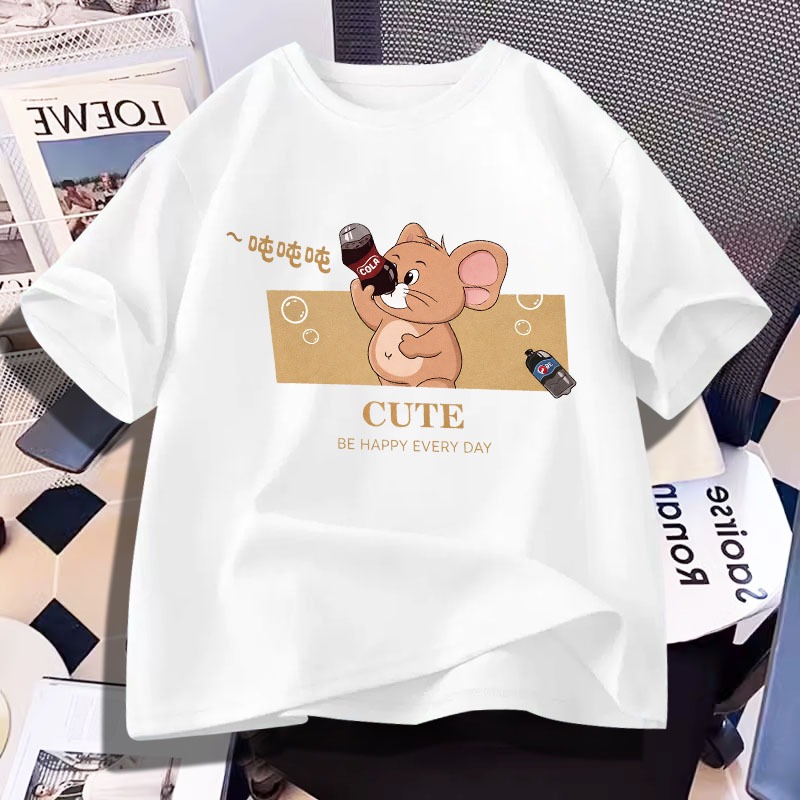 D1324เสื้อยืดแขนสั้น ใส่ได้ทั้งชายและหญิง ลายแฟชั่นสวย