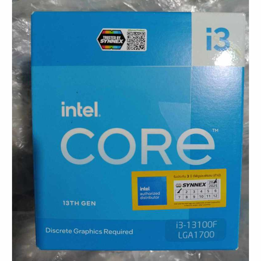 CPU CORE I3-13100F 3.4GHz เจน 13 มืองสอง ประกันศูนย์แอดไวซ์ (07/04/2570)พร้อมชิงค์พัดลม + กล่อง
