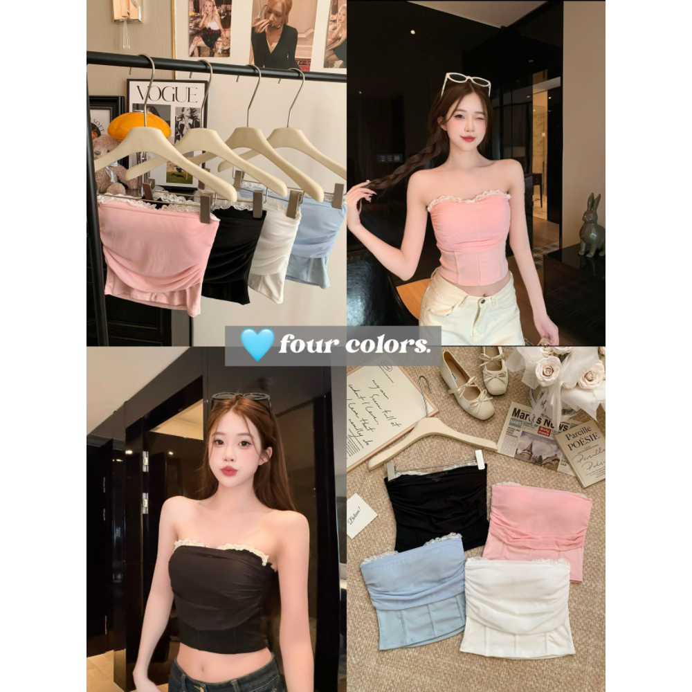 B- 358 เกาะอกซีทรู ผ้านุ่ม Mesh top มีซับใน