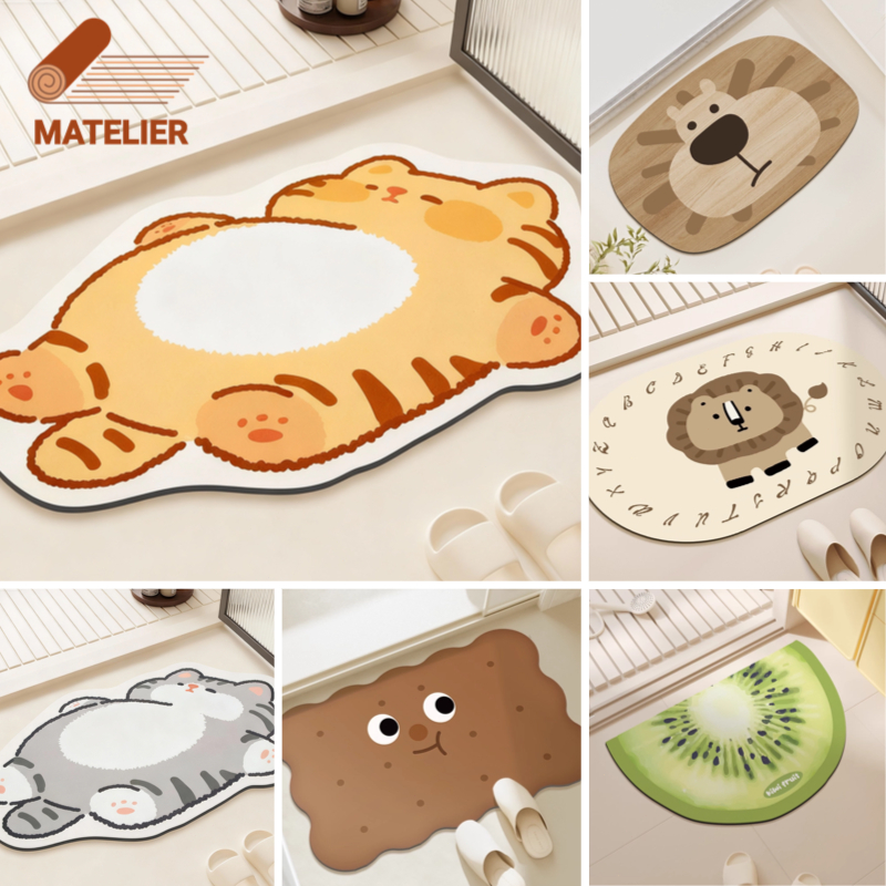 MATELIER พรมห้องครัว พรมเช็ดเท้า ผ้าเช็ดเท้า พรมปูพื้น ซึมซับน้ำดี กันลื่น ด้านล่างกันน้ำ ขนาดใหญ่ 60/120/150/180ซม.