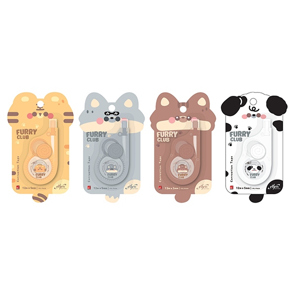Elfen (เอลเฟ่น) เทปลบคำผิด รุ่น FURRY CLUB ขนาด 12M x 5MM.